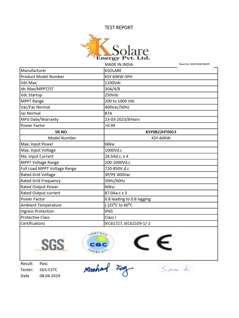 7KW Solar Inverter Specifications | PDF