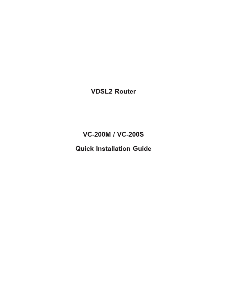 Planet VDSL2 Router VC-200M / VC-200S Quick Installation Guide | PDF ...