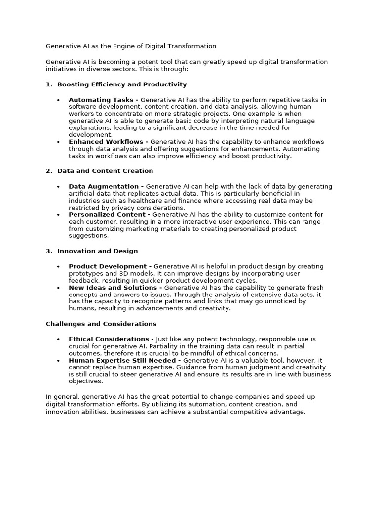 Generative AI Driving Digital Transformation | PDF | Artificial ...