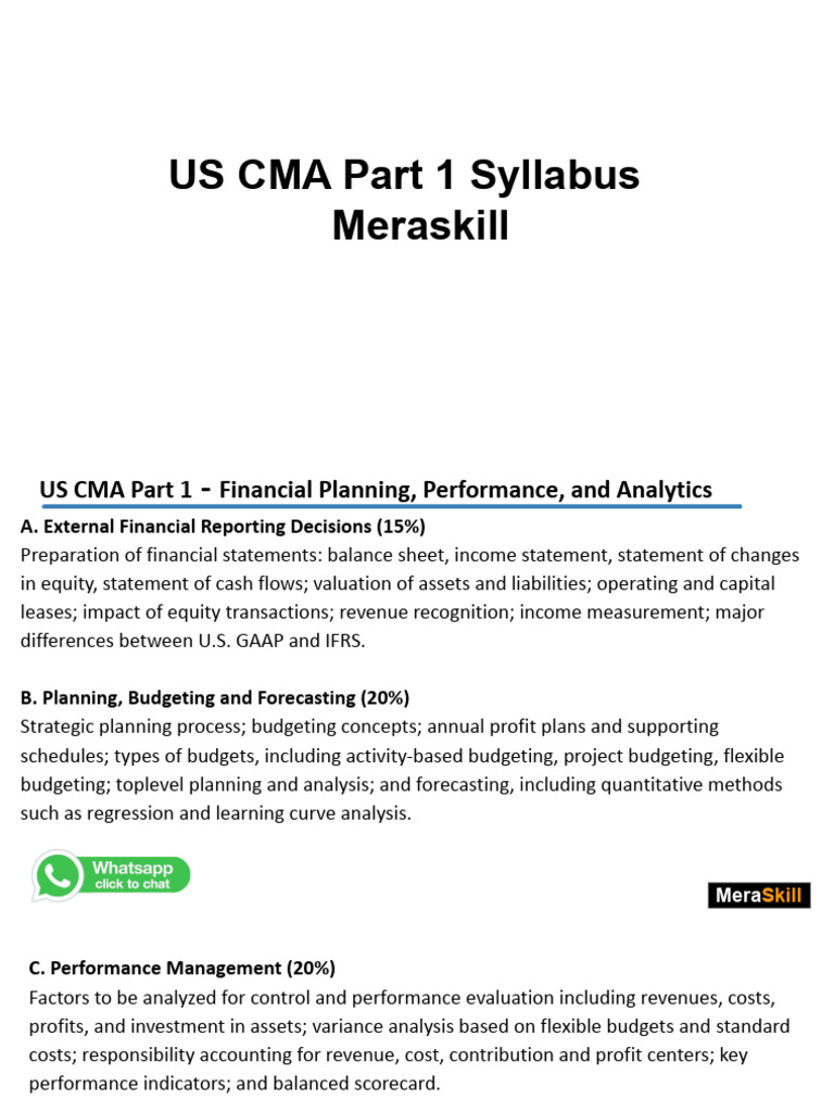 US CMA Part 1 Syllabus Overview | PDF