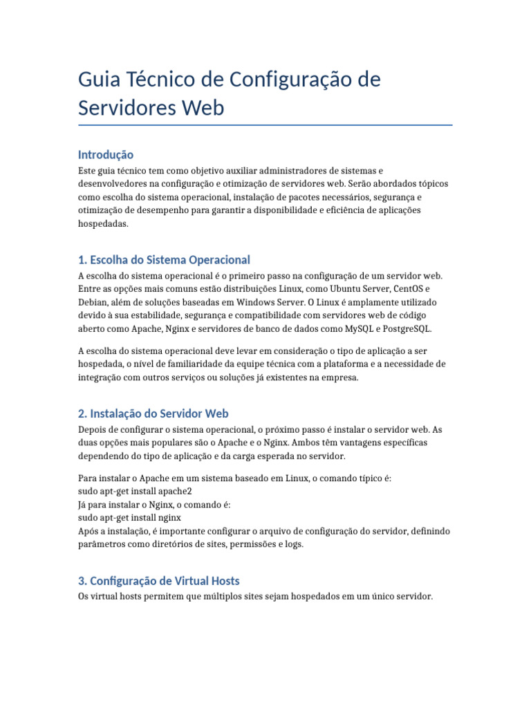 Configuração de Servidores Web Eficientes | PDF | Linux | Bancos de dados