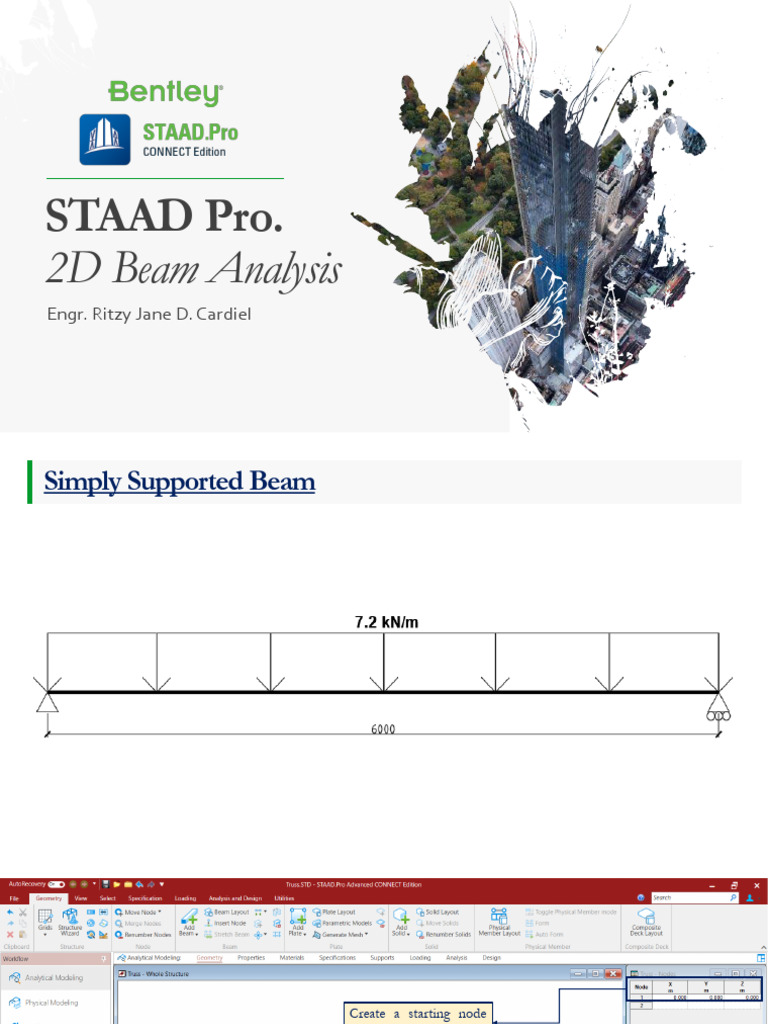 2D Beam Analysis in STAAD Pro Guide | PDF | Computing