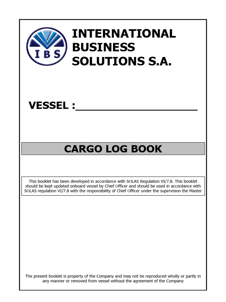 Cargo Log Book for Chief Officer | PDF | Cargo | Ships