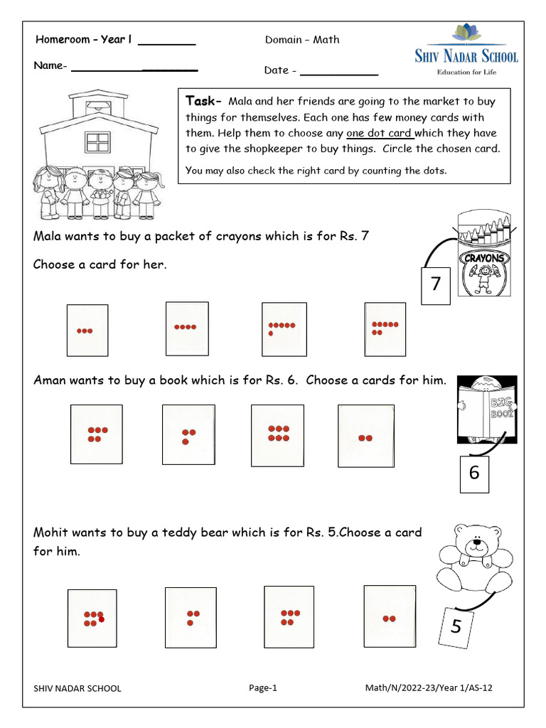 Shop Activity - One Dot Card - Asynchronous | PDF