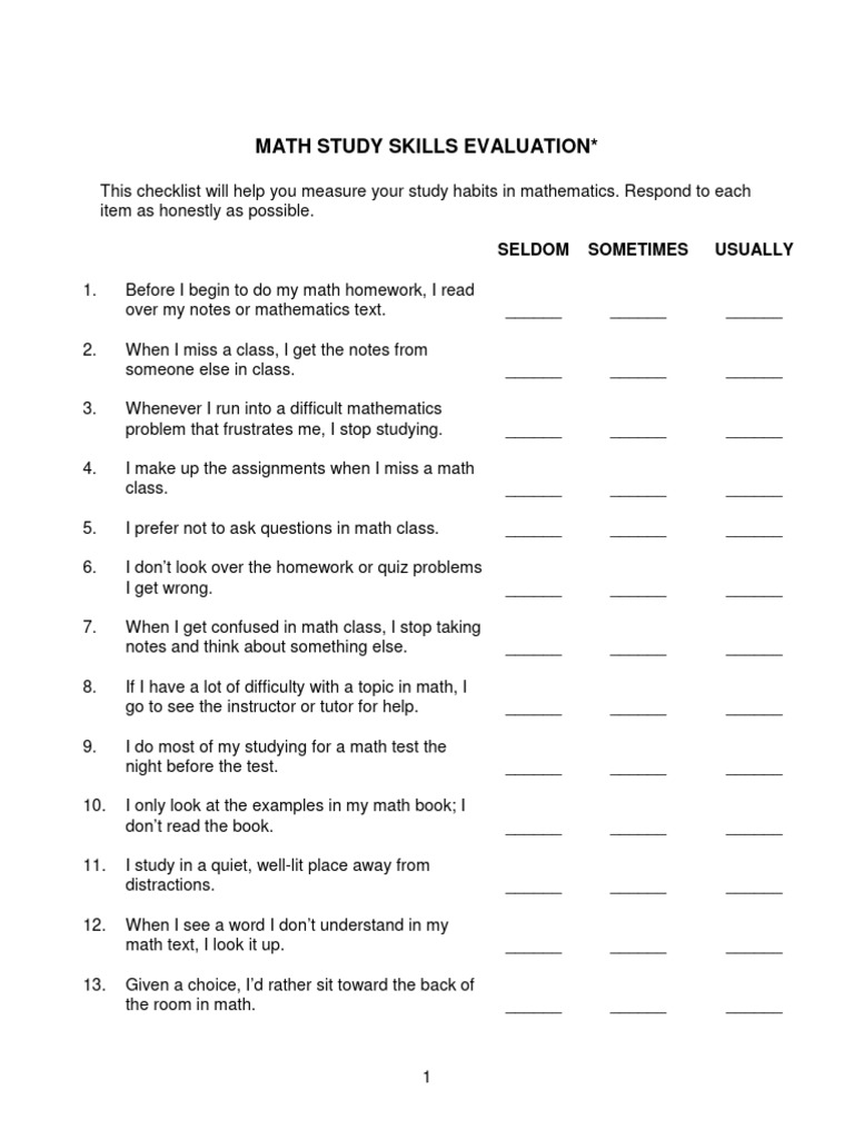 Math study skills 1 pdf study skills mathematics