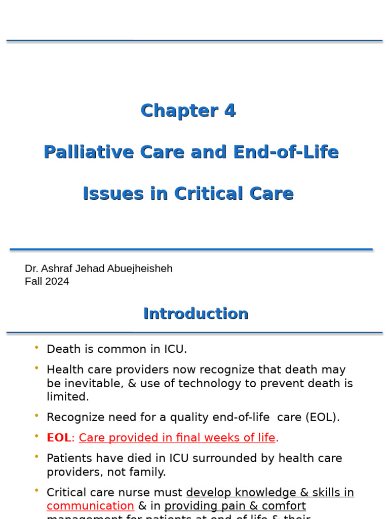 4 - Palliative Care and End-Of-Life Issues in Critical Care | PDF | End ...