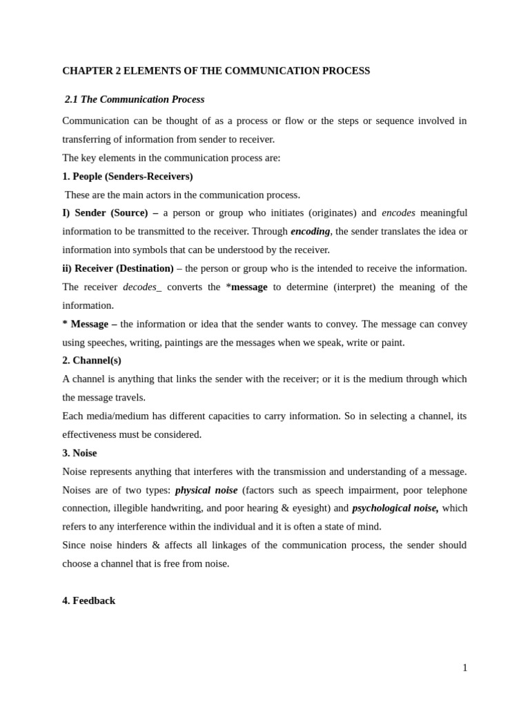 CHAPTER 2 ELEMENTS OF THE COMMUNICATION PROCESS | PDF | Communication ...