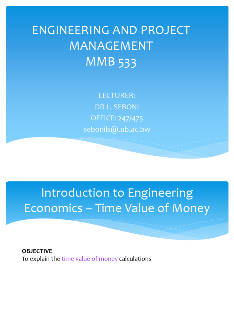 Lecture 5 - Introduction To Engineering Economics | PDF | Time Value Of ...