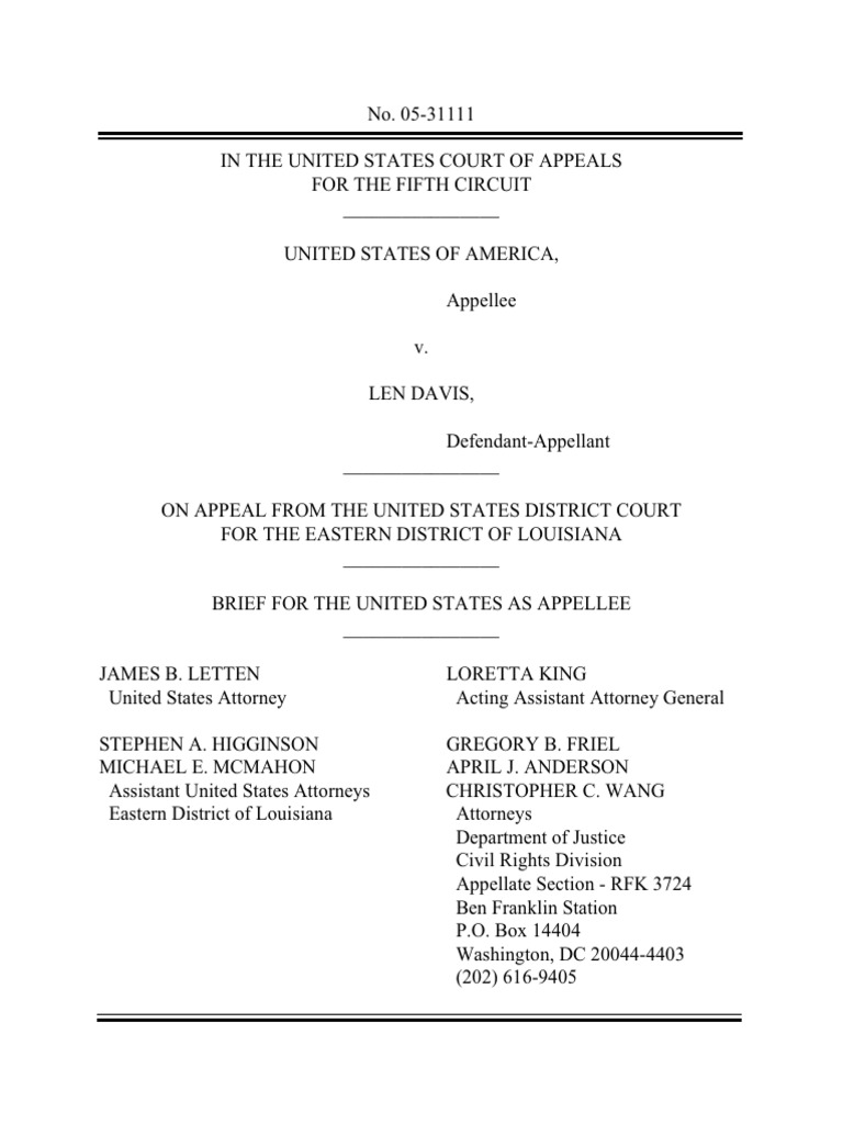 Davis Brief | PDF | Standard Of Review | Appeal