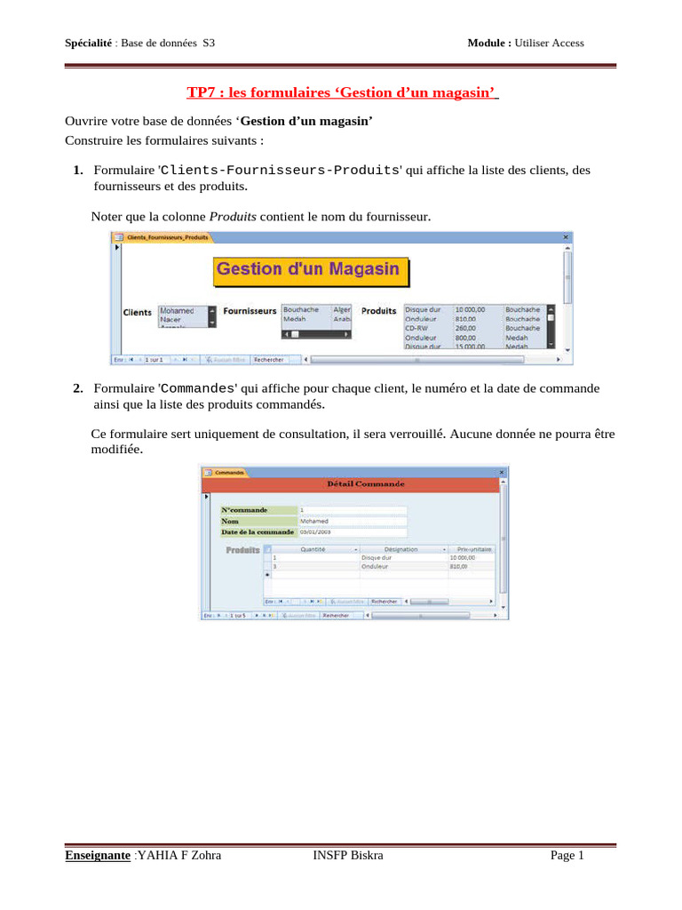 Création de formulaires Access S3 | PDF | Bases de données | Informatique
