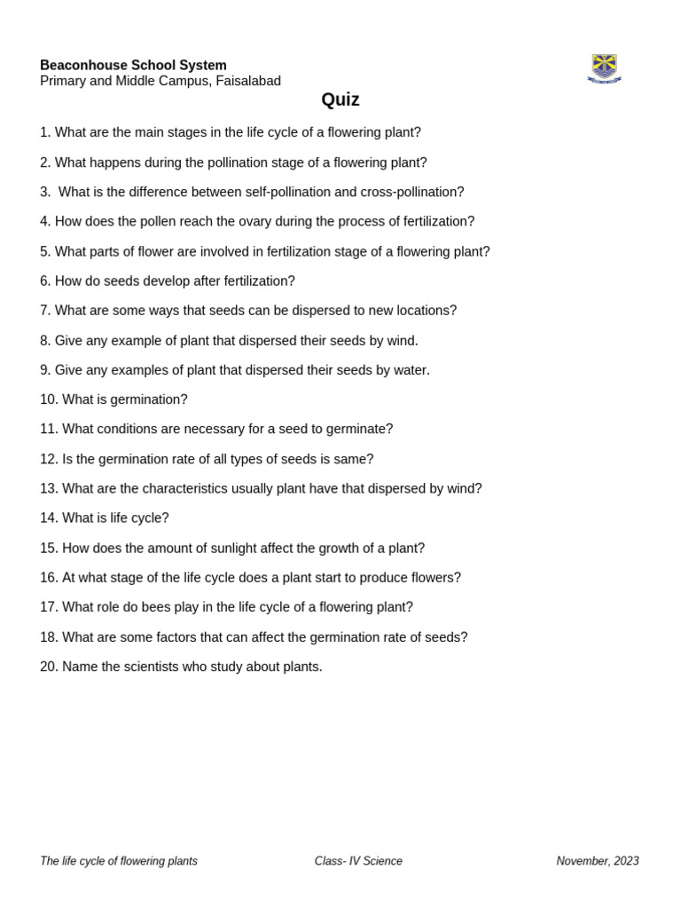 Science Quiz Format | PDF | Home & Garden | Wellness