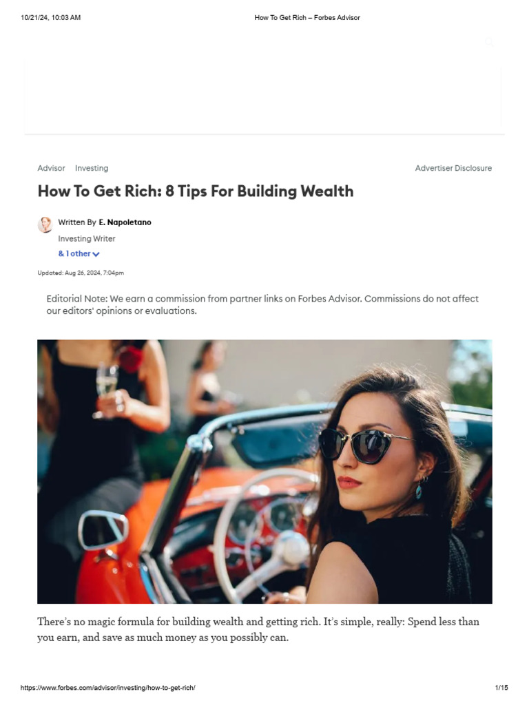 8 Tips to Build Wealth and Get Rich | PDF | Investing | Diversification ...