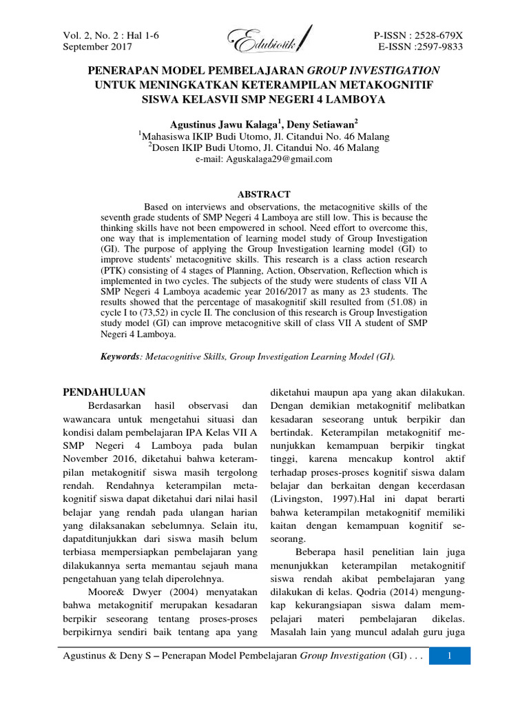 Penerapan Model Pembelajaran Group Investigation | PDF