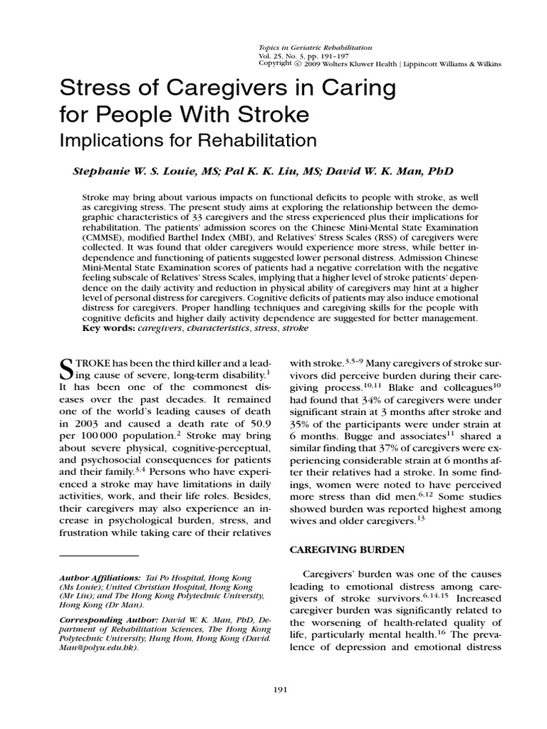 Stress of Caregivers in Caring For People With.3 | PDF | Caregiver ...