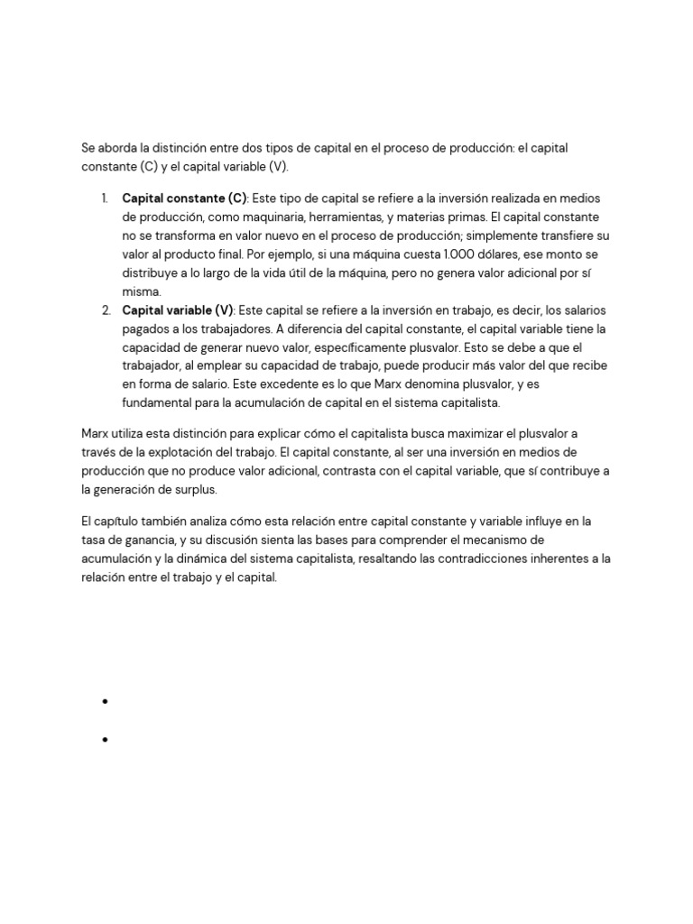 Capital constante vs. capital variable en Marx | PDF | Capital ...