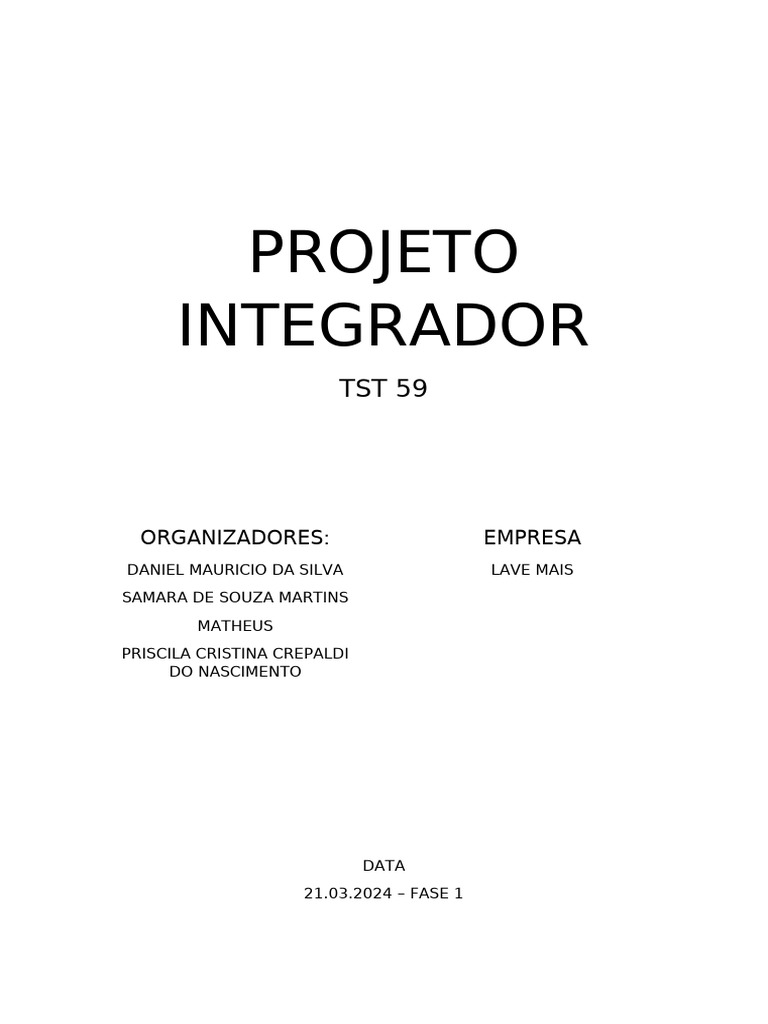 PROJETO INTEGRADOR | PDF