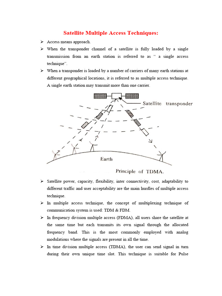 Satellite Multiple Access Techniques Explained | PDF | Channel Access ...