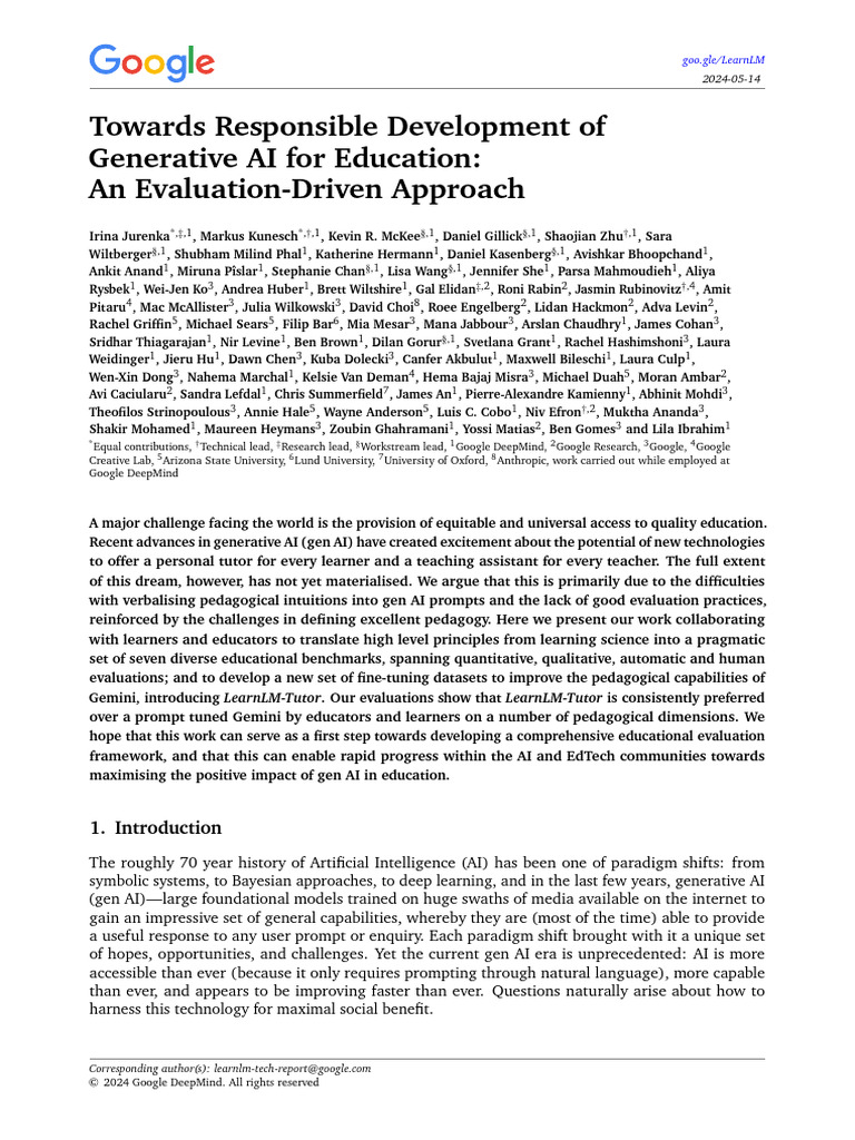 Towards Responsible Development of Generative AI For Education: An ...