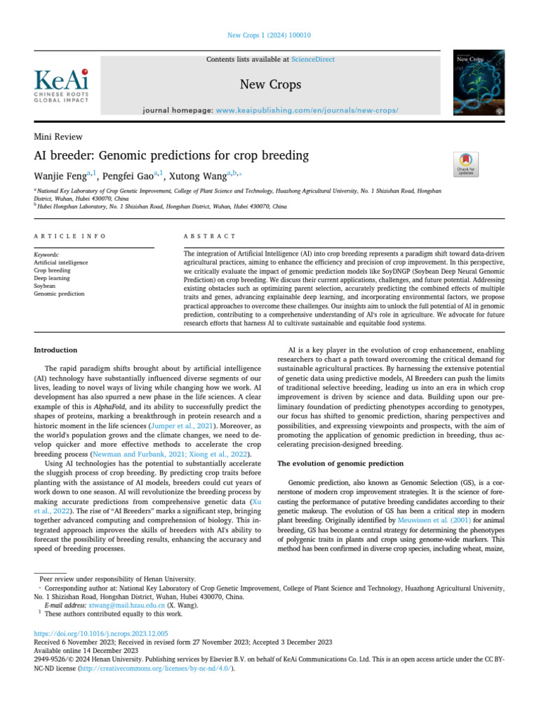 AI in Genomic Crop Breeding | PDF | Plant Breeding | Zygosity