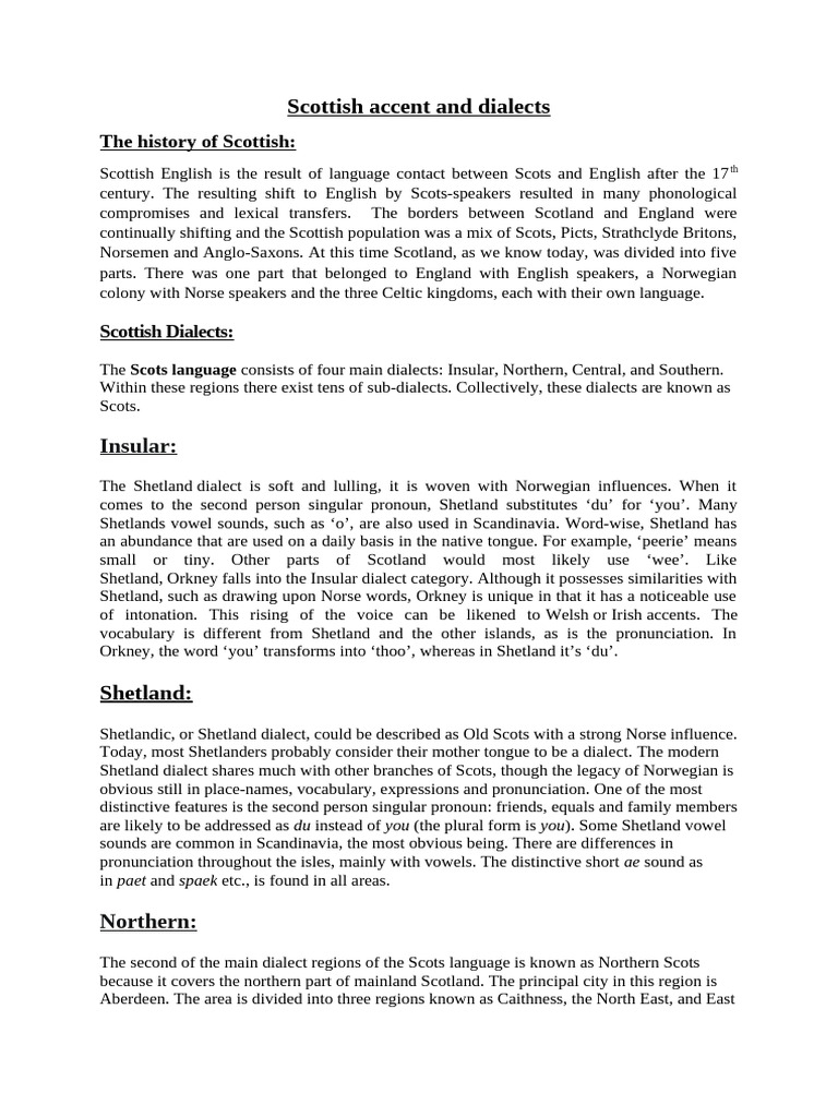 Understanding Scottish Accents and Dialects | PDF | English Language ...