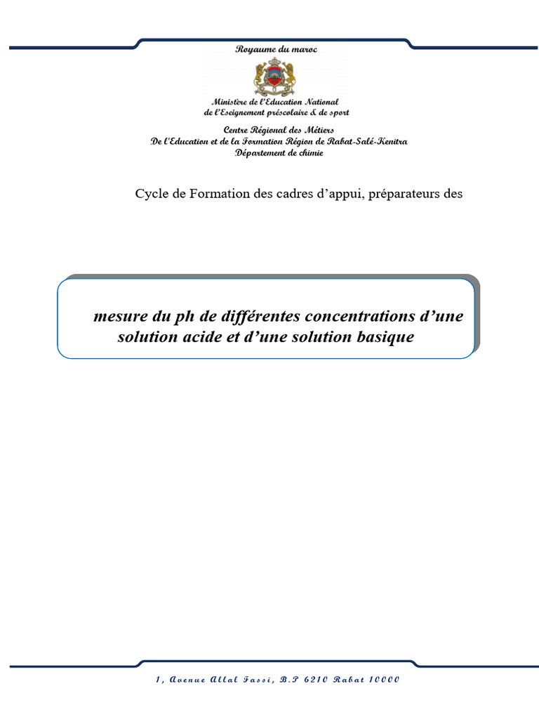 Mesure du pH des solutions acides | PDF | Acide chlorhydrique | Acide