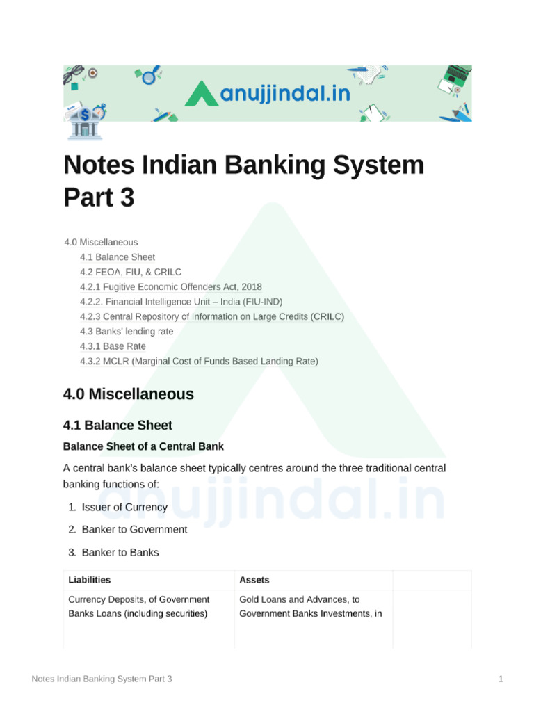 Notes Indian Banking System Part 3 Lyst7631 | PDF