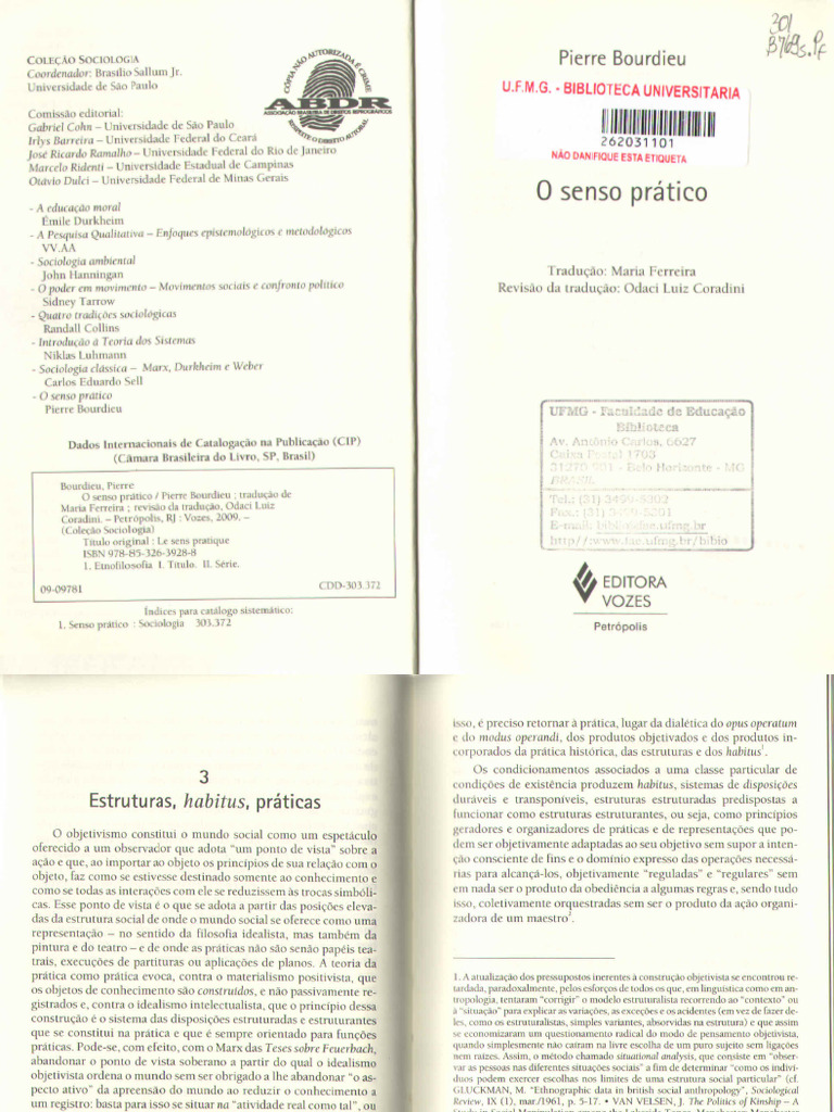 Bourdieu Pierre o Senso Prc3a1tico Cap 2 e 3 | PDF