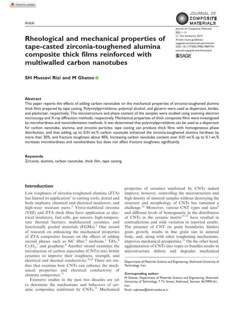 Rheological and Mechanical Properties of | PDF | Carbon Nanotube | Ceramics