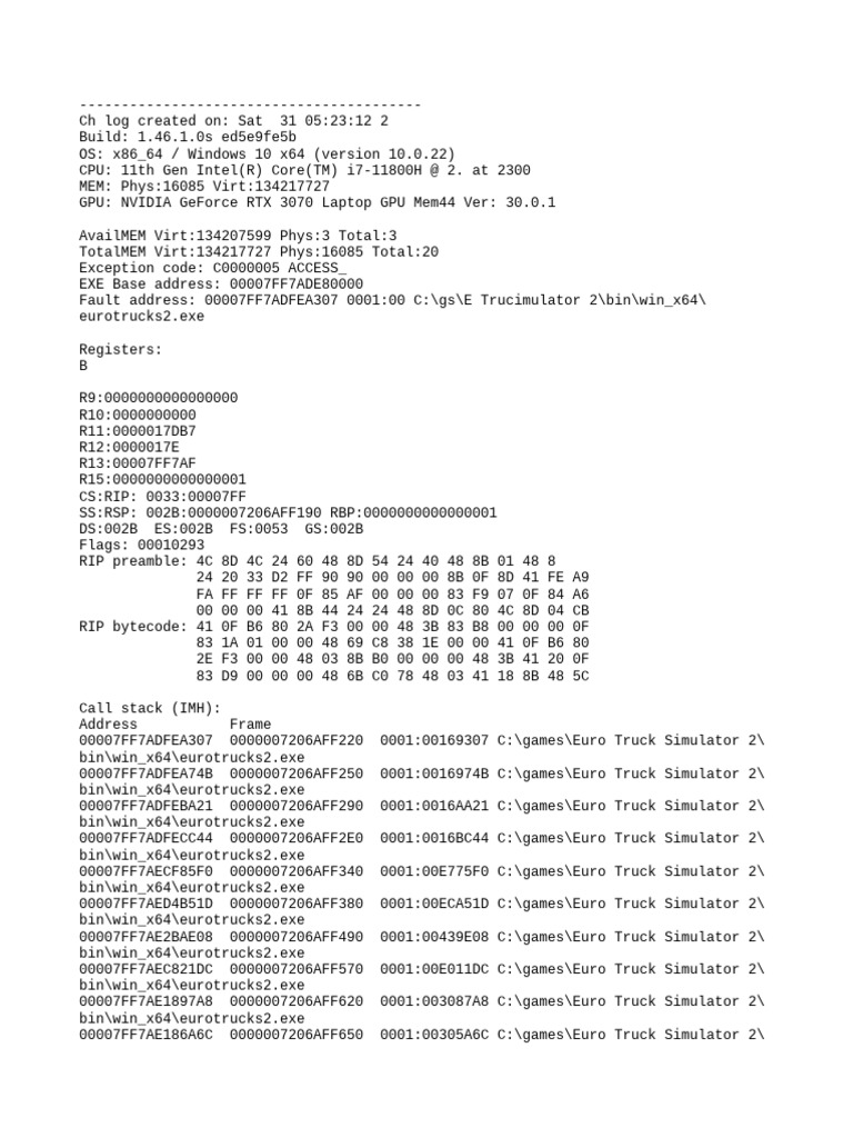 Euro Truck Simulator 2 Error Log | PDF | Computer Libraries | Software