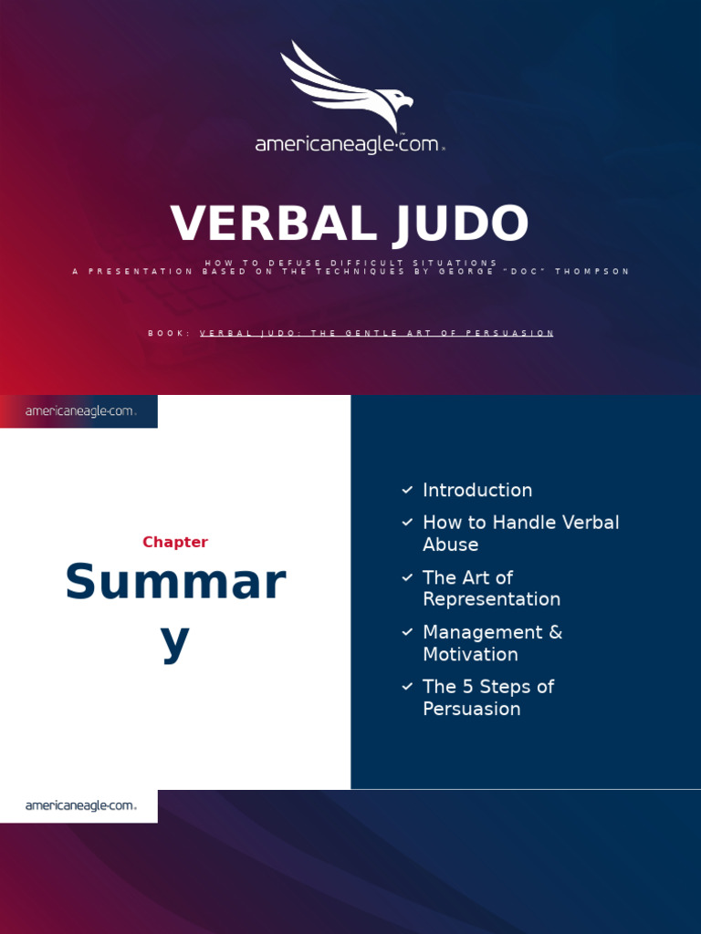 Verbal Judo Notes and Training PDF Persuasion Emotions