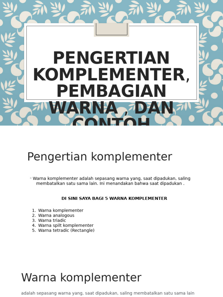 Pengertian dan Contoh Warna Komplementer | PDF | Seni & Disiplin Bahasa