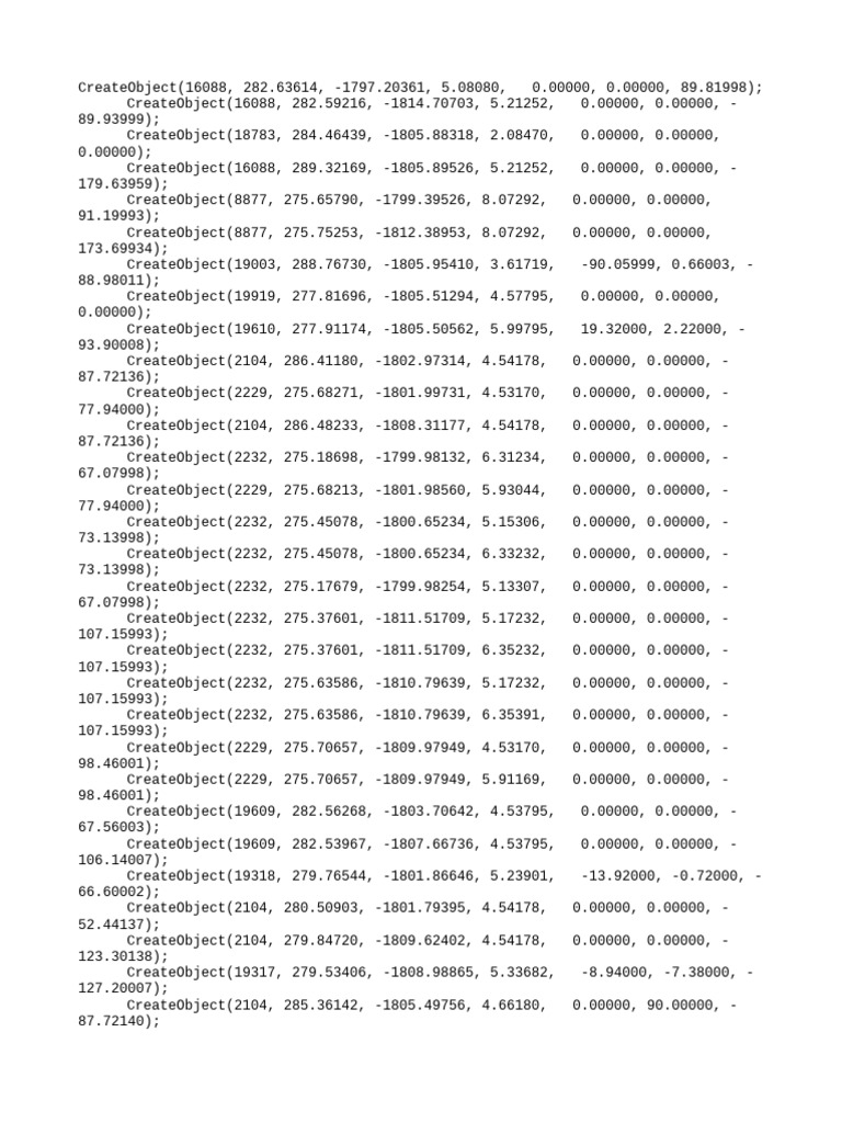 3D Object Coordinates List | PDF | Finance & Money Management