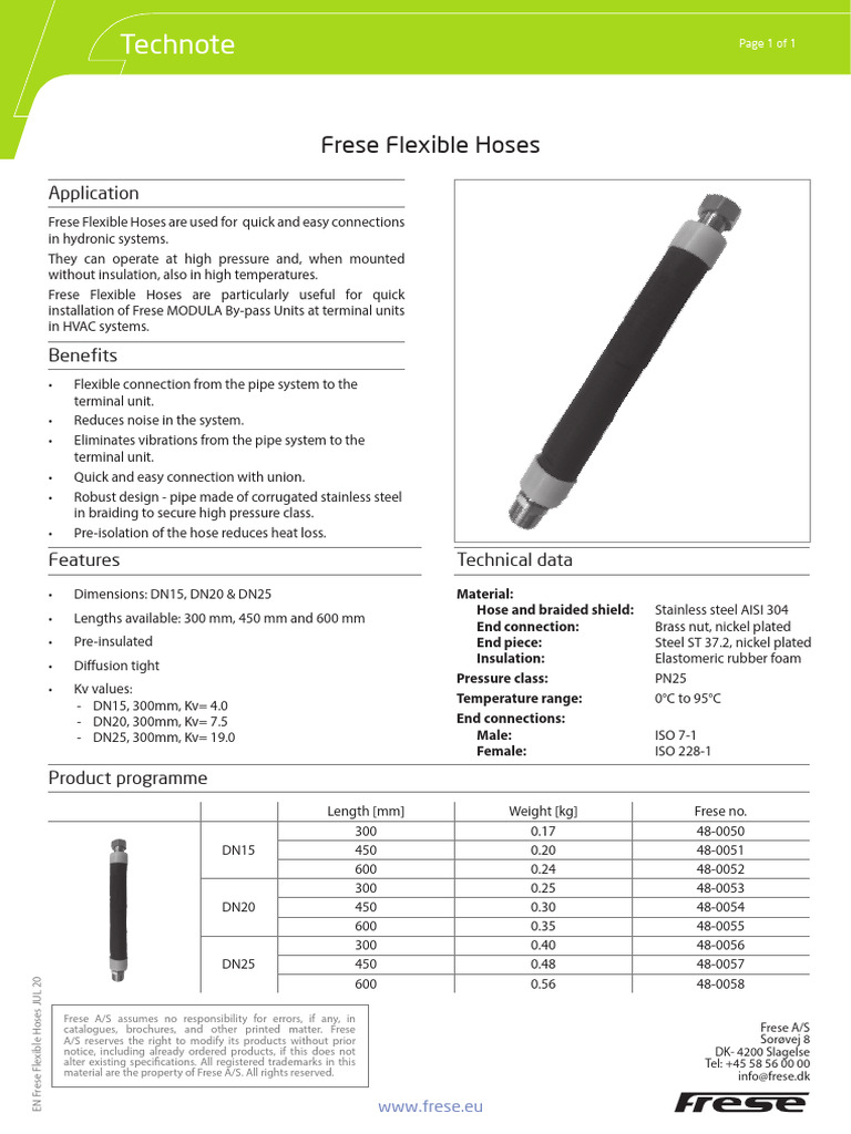 8-11 en Frese Flexible Hoses | PDF | Pipe (Fluid Conveyance) | Hose