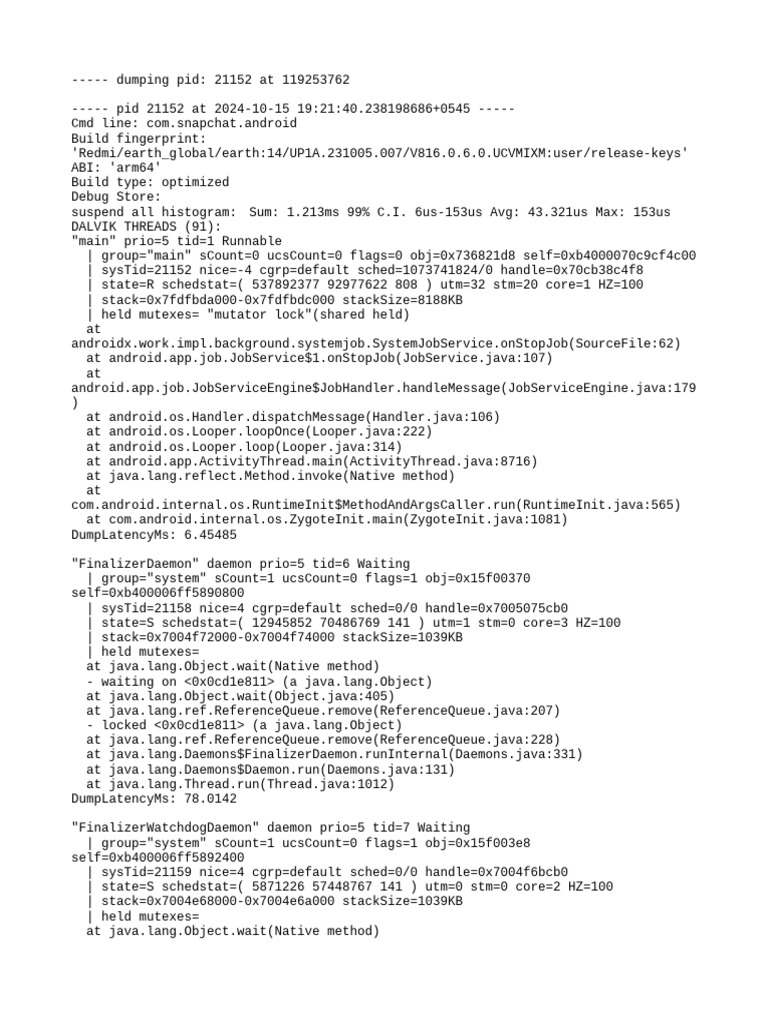 Snapchat Android Process Dump Analysis | PDF | Java (Programming ...