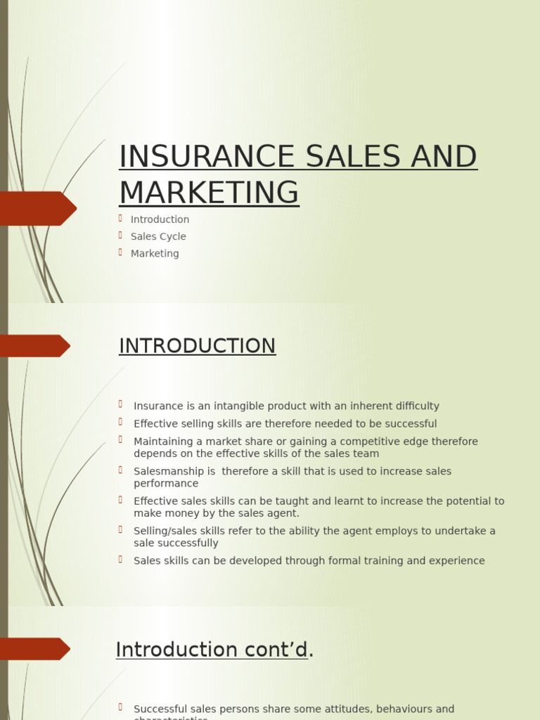Insurance Sales and Marketing | PDF | Sales | Marketing