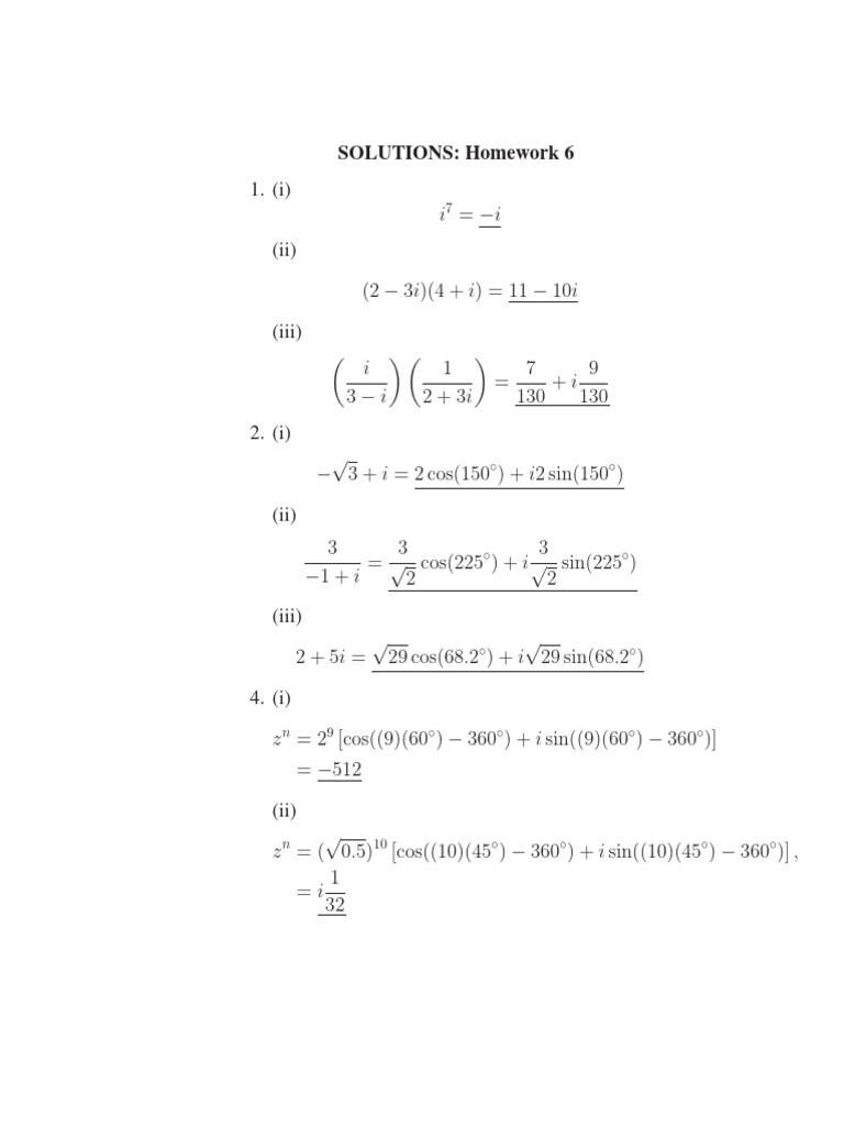 Complex Analysis Homework Solutions | PDF | Mathematics | Mathematical ...