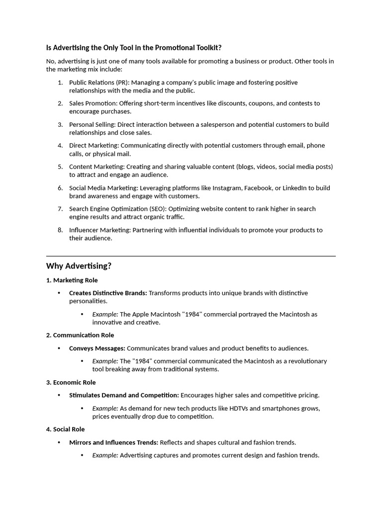 Beyond Advertising: Marketing Tools Explained | PDF | Advertising | Brand