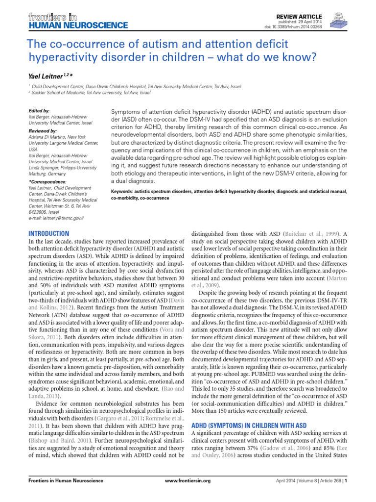 Co-Occurrence of ADHD and Autism in Kids | PDF | Attention Deficit ...