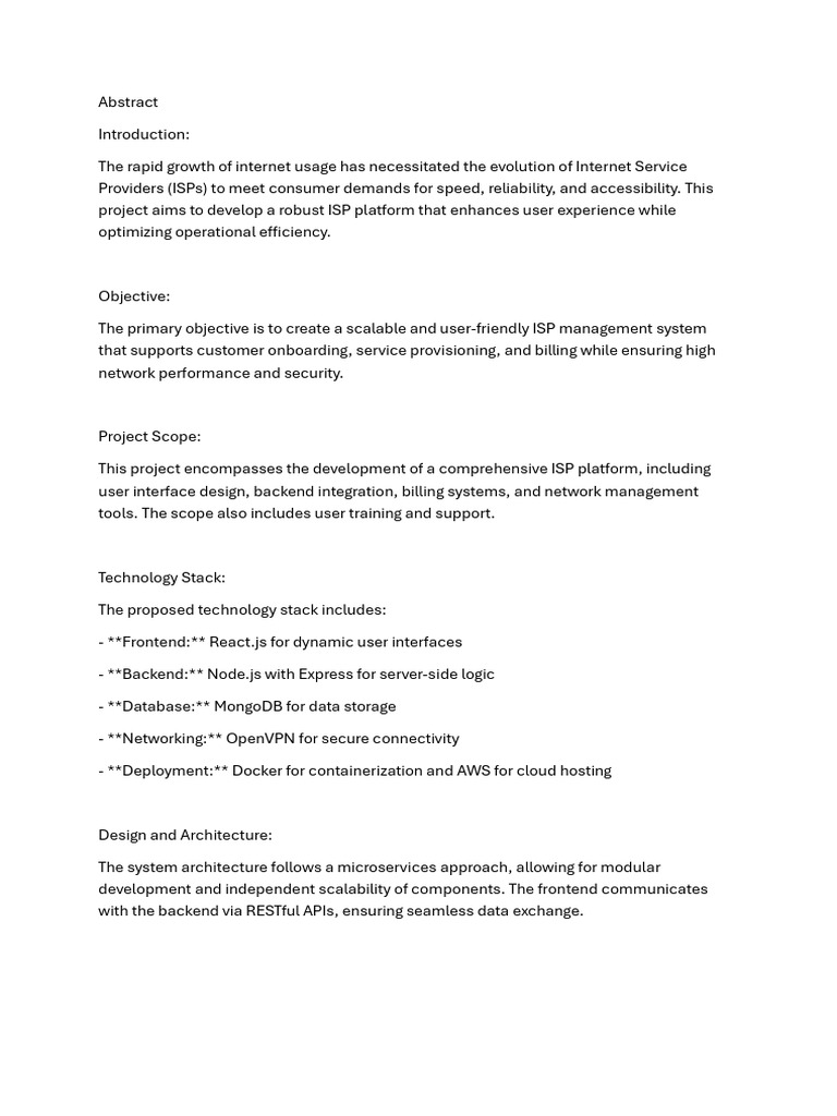 Scalable ISP Management System Design | PDF | Computers | Technology ...