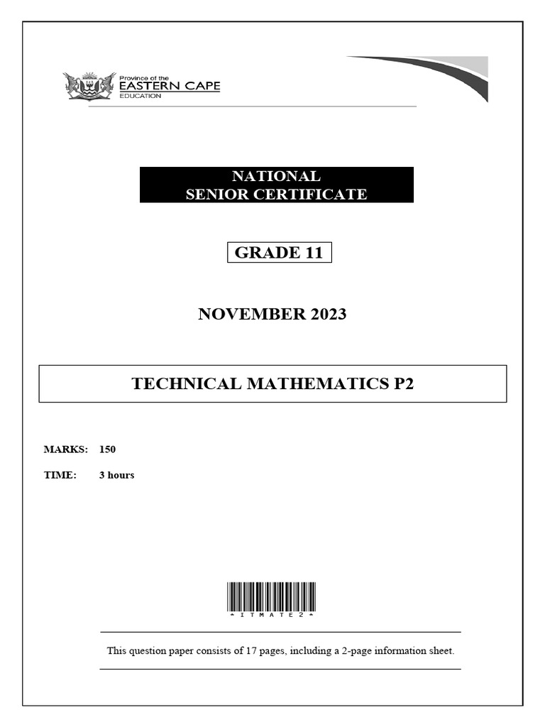 Tech Math p2 QP Gr11 Nov 2023 - English D | PDF | Circle | Angle