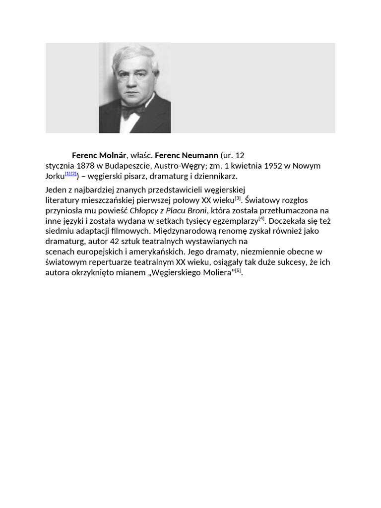 Notka Biograficzna Molnar | PDF