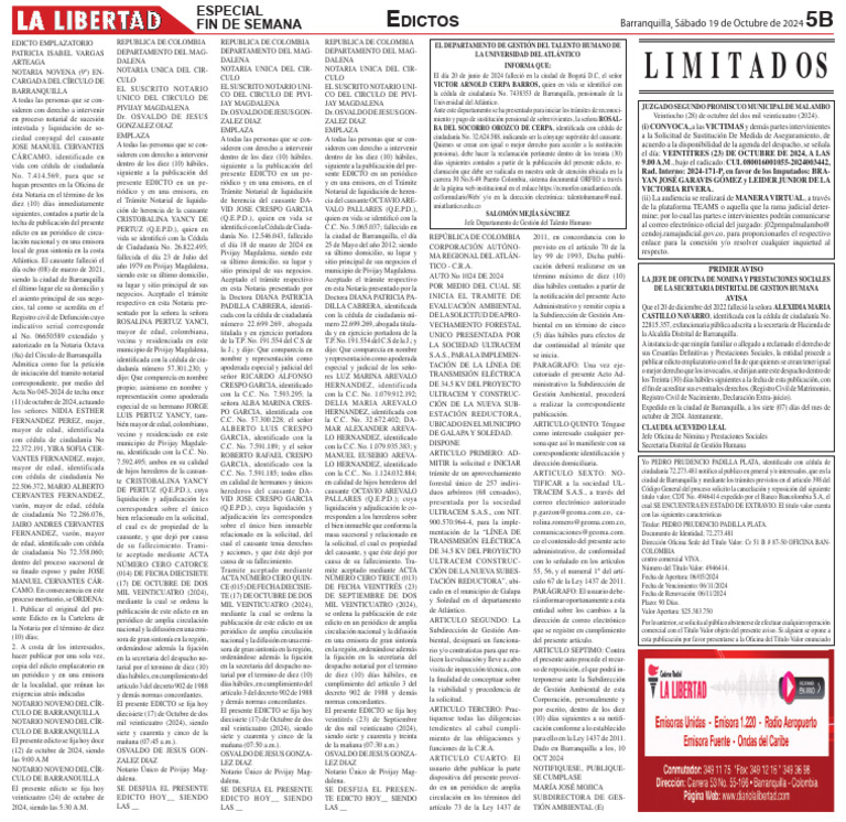 5B - Sáb 19 de Oct de 2024 | PDF | Ley común | Derecho Civil (Common Law)