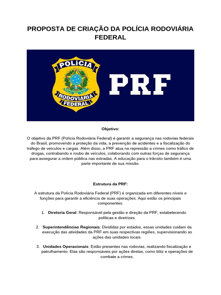 Estrutura e Funções da PRF | PDF | Polícia