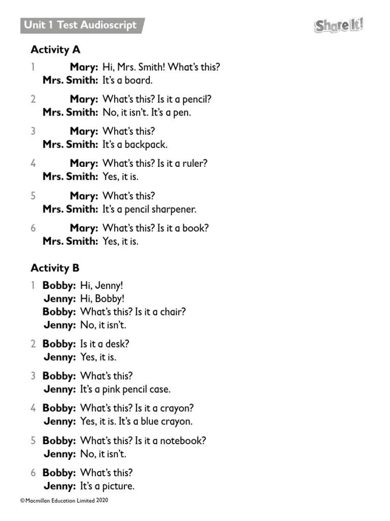 Unit 1 Test Audio Transcripts | PDF