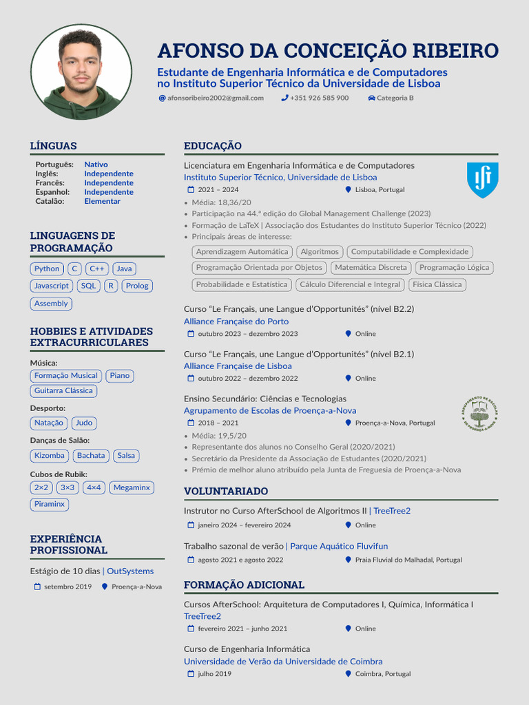 Curriculum Vitae - Português - Afonso Ribeiro | PDF | Portugal | Engenharia