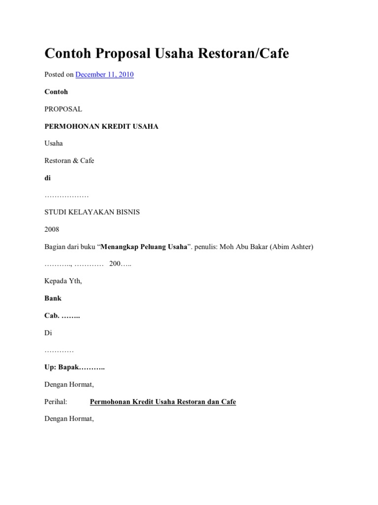 Contoh Proposal Usaha