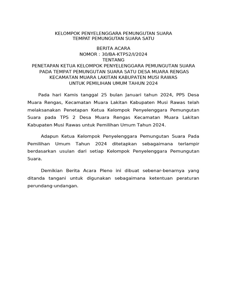 Format Ba KPPS Ketua KPPS | PDF | Politik