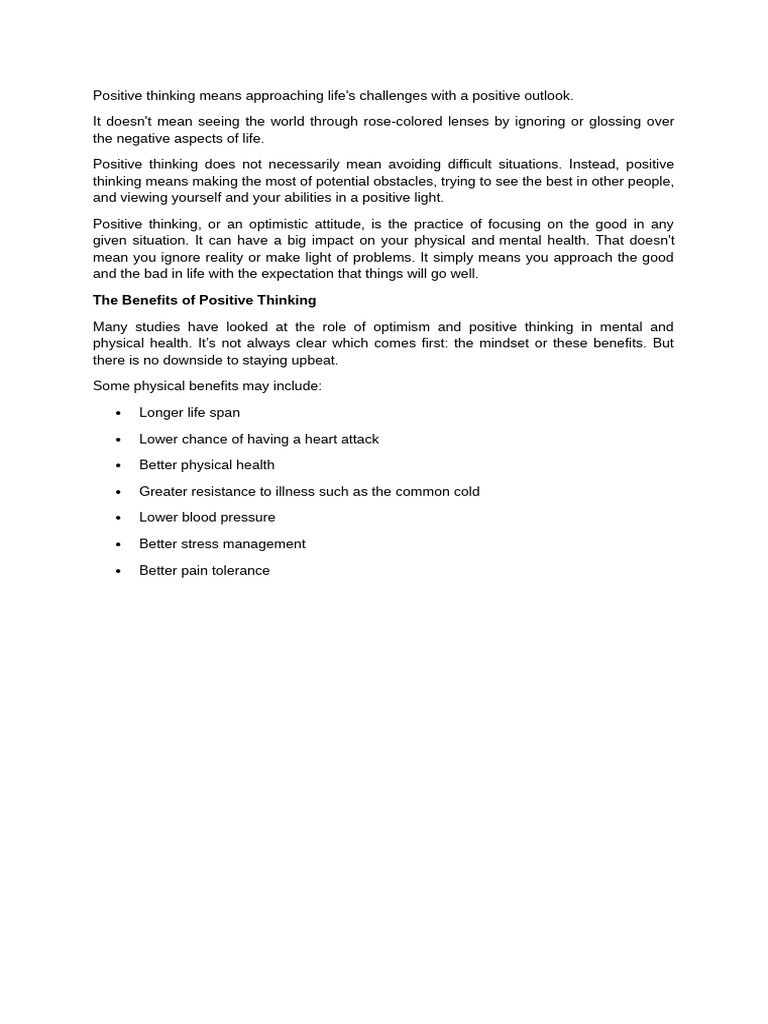 Positive Thinking | PDF