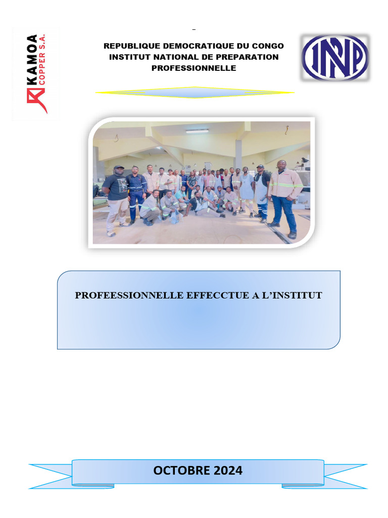 Rapport de Formation INPP Lubumbashi | PDF | Science des matériaux ...