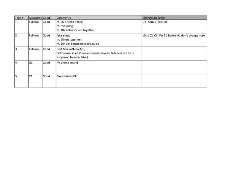 String Quartet TakeSheet | PDF